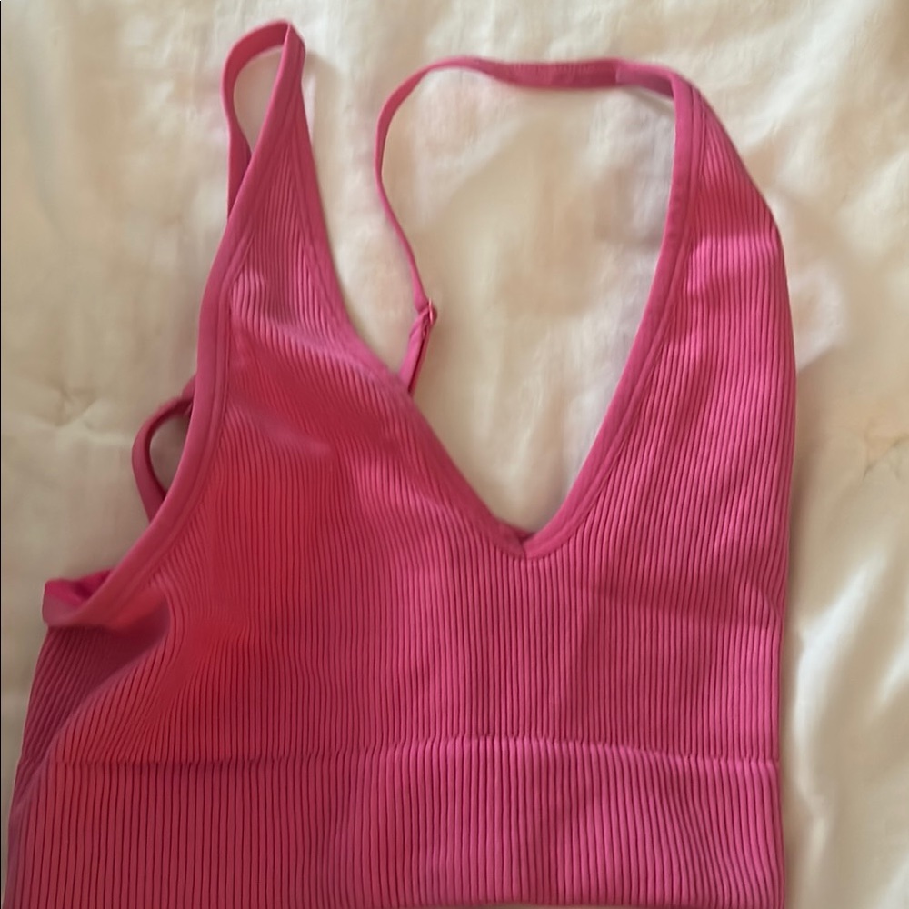 Vibrant Pink Ribbed Tank Top